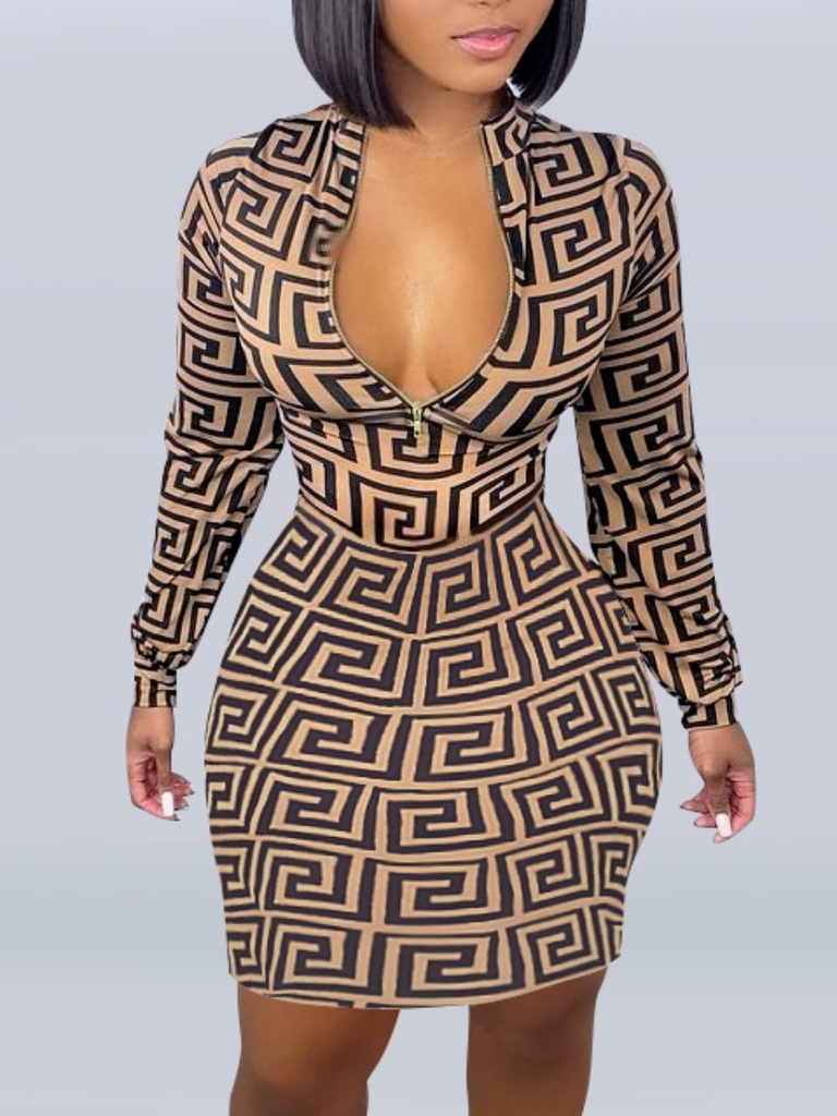 Geometric Print Bodycon Dress